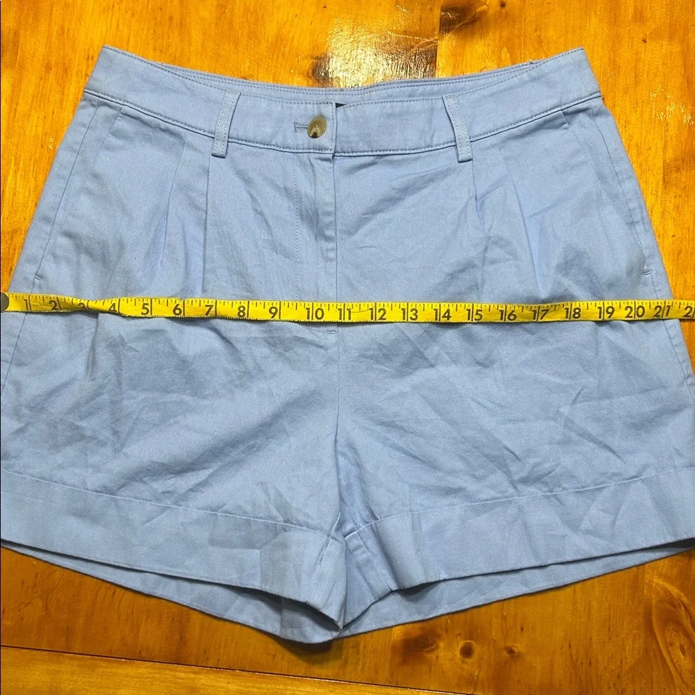 J.Crew Light Blue Cotton Chino Pleated Shorts Preppy High Waist Size 8 New - Picture 5 of 7